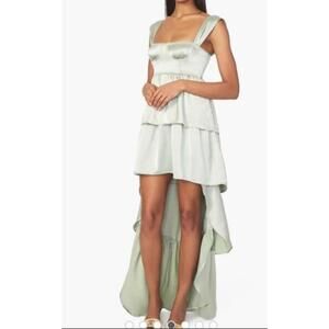 WeWoreWhat Corset High Low Maxi dress Fog Green size 4